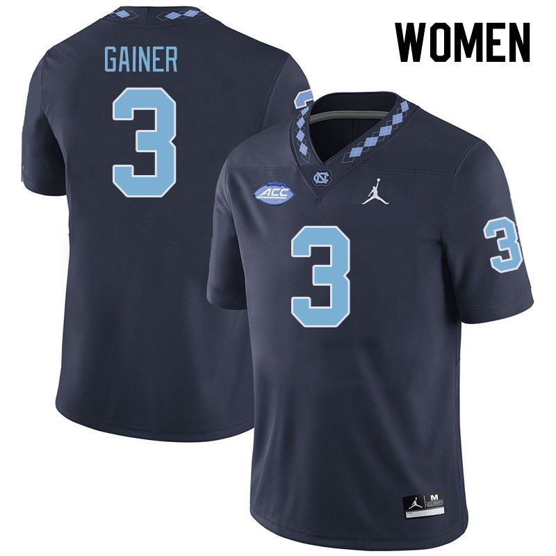 Women #3 Amari Gainer North Carolina Tar Heels College Football Jerseys Stitched-Navy